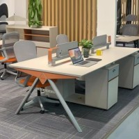 定制双人尺寸电脑办公家具耐磨组合式原木色财务适用桌柜