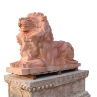 石雕大象一对汉白玉动物麒麟雕塑晚霞红公司别墅门口家用青石狮子 定金