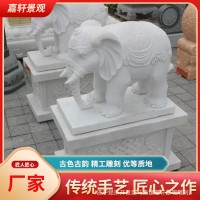 石雕大象一对汉白玉白象青石门口摆件吸水招财石象看门风水象摆件 定金